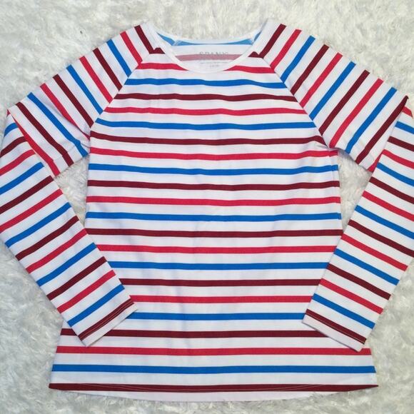 SPANX Ocean Striped Hibiscus Rash guard Swim Shirt Long Sleeve S - Picture 2 of 5